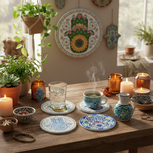 Decorative Hamsa Coasters - Set of 4