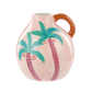Pink Ceramic vase with palm tree design 