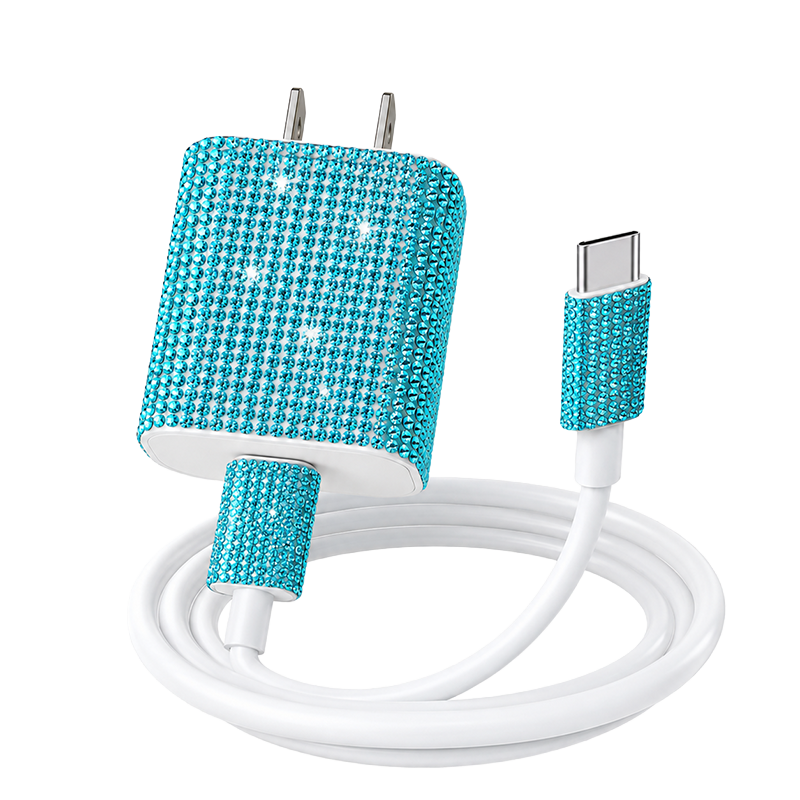 Crystal USB-C Charging Set – Crystal Clear & Aqua