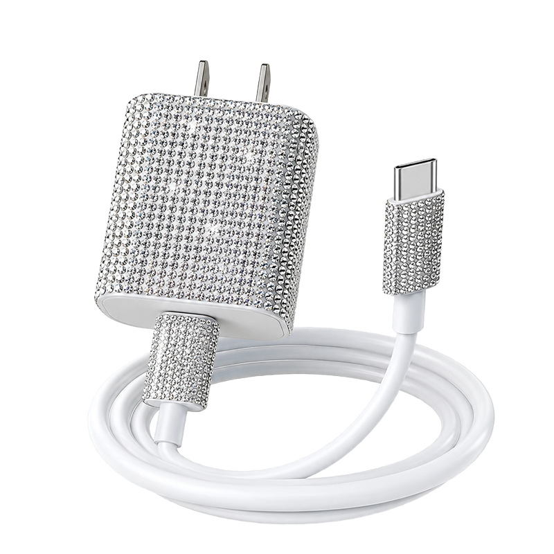 Crystal USB-C Charging Set – Crystal Clear & Aqua