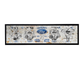Decorative sign with Ford engine illustrations and logo on a white background