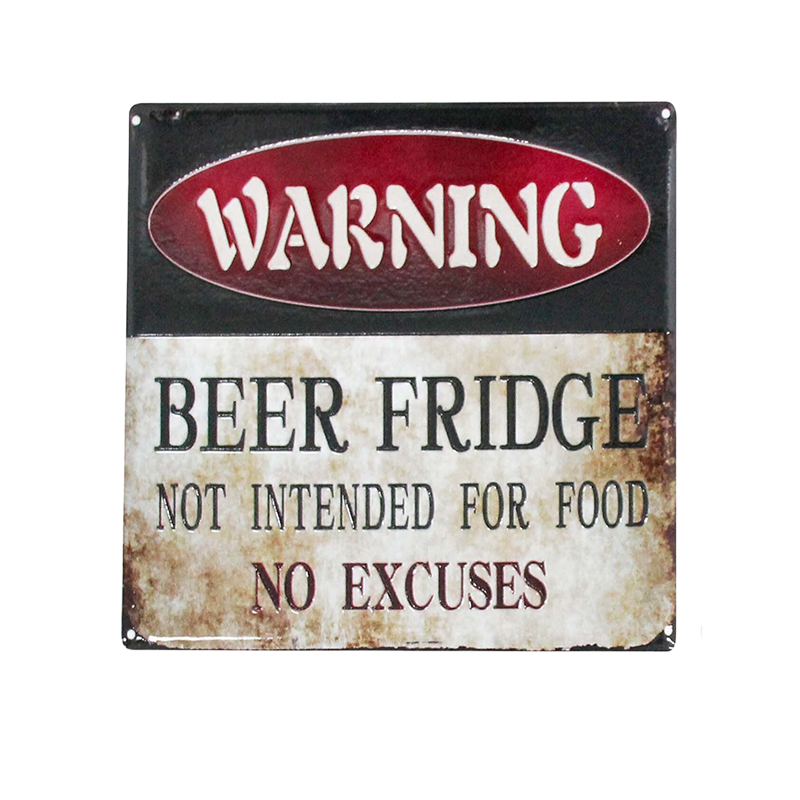Coaster with 'WARNING: Beer Fridge Not Intended for Food No Excuses' text 