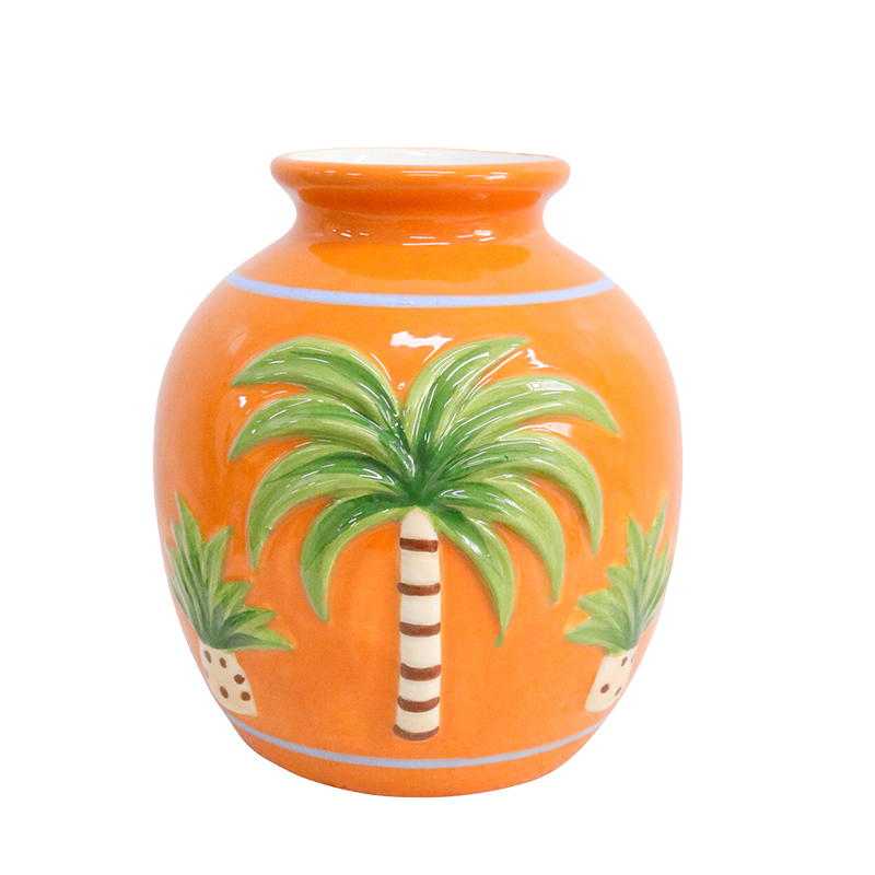 Tropical Palm Ceramic Vase