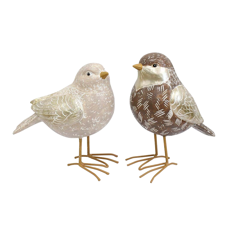 Champagne and Bronze Ornamental Birds