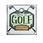 Coaster with 'Born to Golf, Forced to Work' text and golf club graphics on a white background.