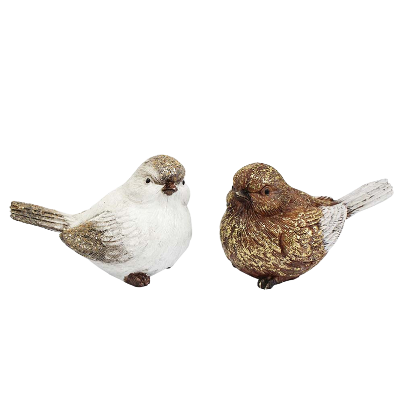 Brown and white ornamental birds