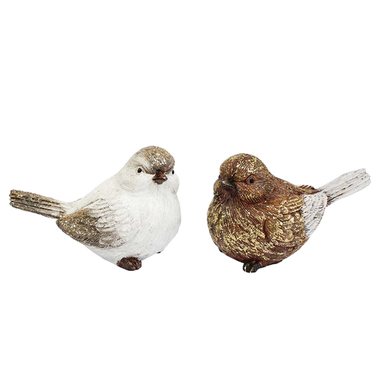 Brown and white ornamental birds