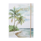 Notebook with palm tree design and 'NOTES' text on a beach scene cover