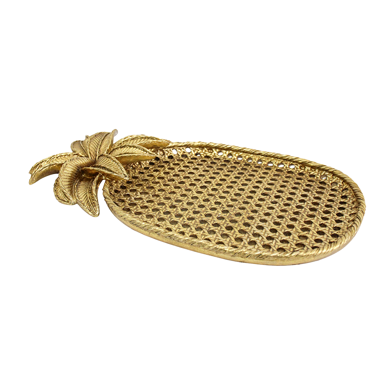 Gold pineapple-shaped decorative tray