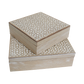 Two wooden boxes with decorative patterns 