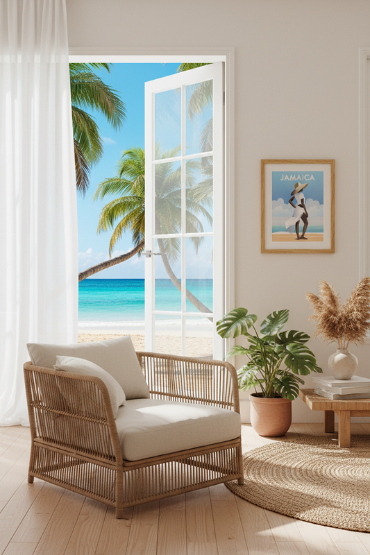 Framed Vintage Jamaica Travel Print 40x50cm