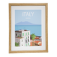 Framed artwork of Napoli, Italy with Mount Vesuvius in the back ground and palm trees and houses in the foreground