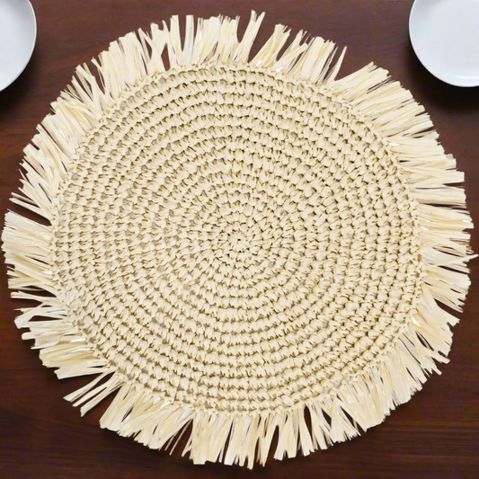 Table Centre Raffia Mat Bleach