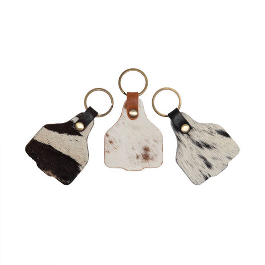 Cowhide Keyring – Black & White