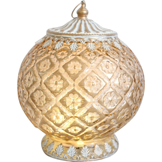 Lantern Led Round Gold/wash