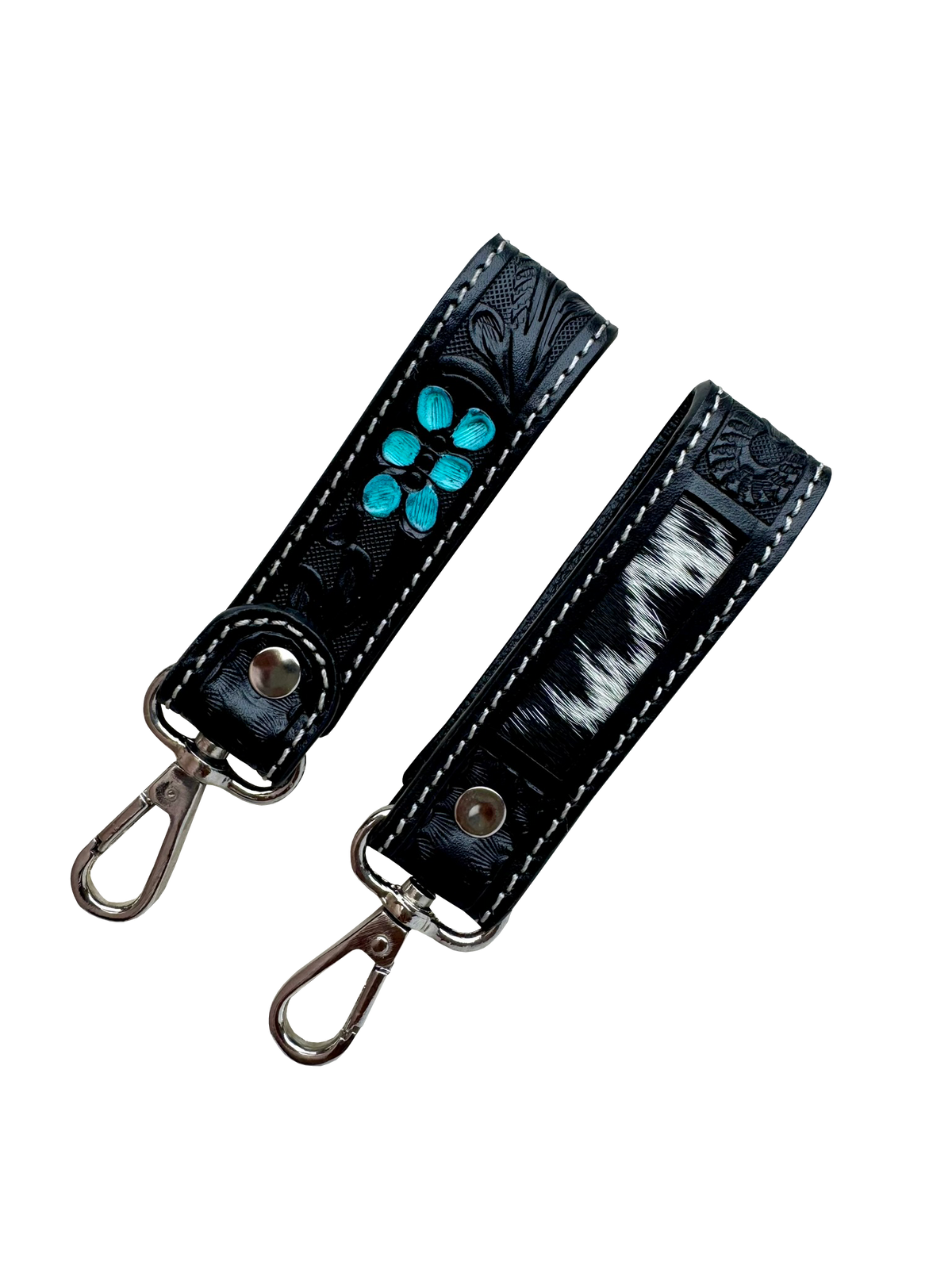 Hand-Tooled Leather & Cowhide Keyring