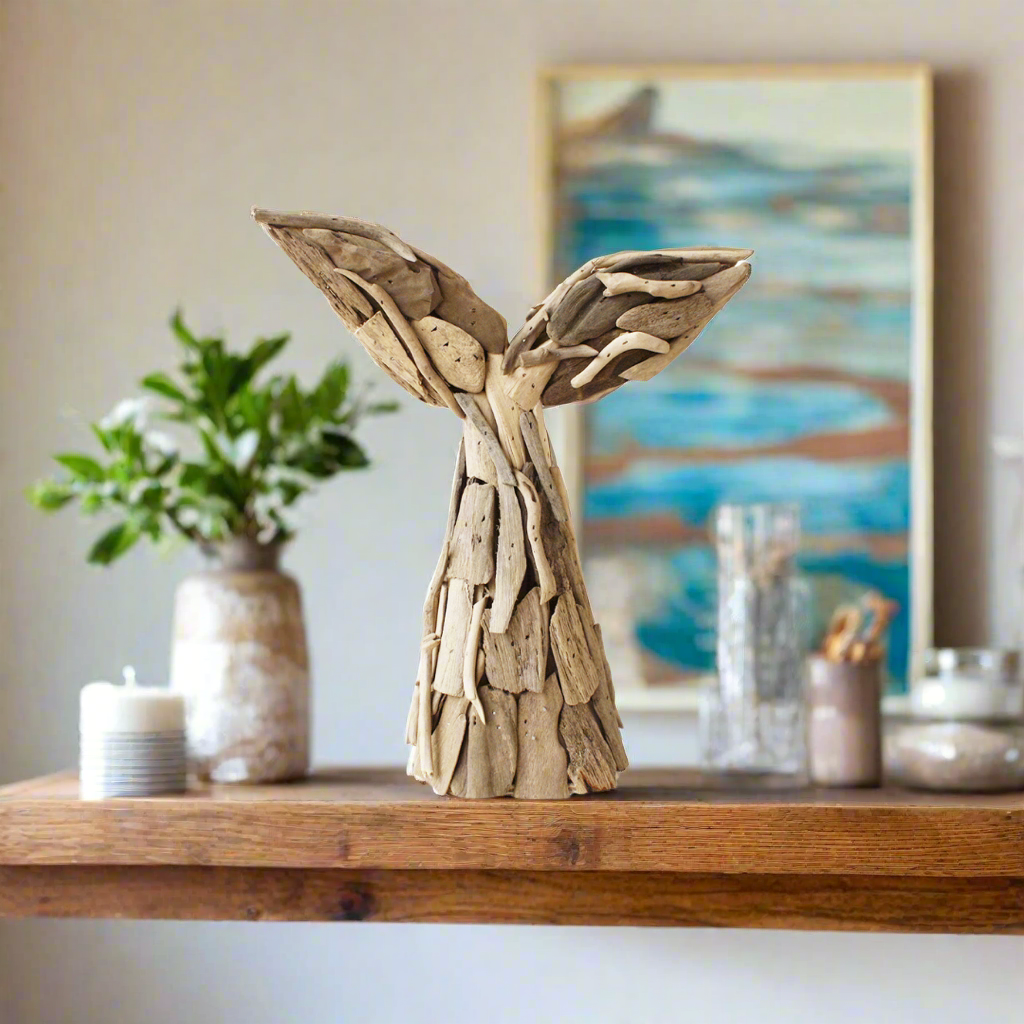 Driftwood Whale Tail Table Decor