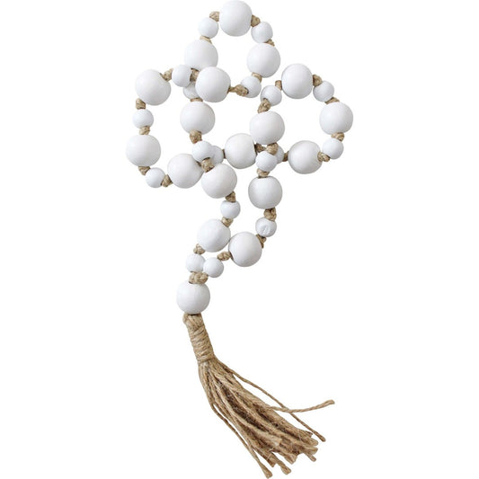 Bead Multi Tassel Loop White