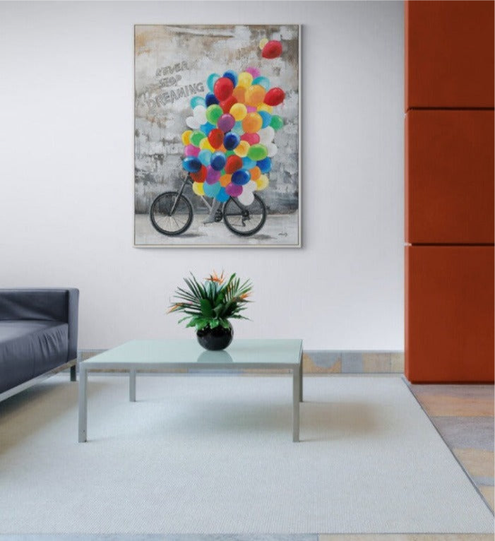 BALLOON BIKE FRAMED ARTWORK - NEVER STOP DREAMING