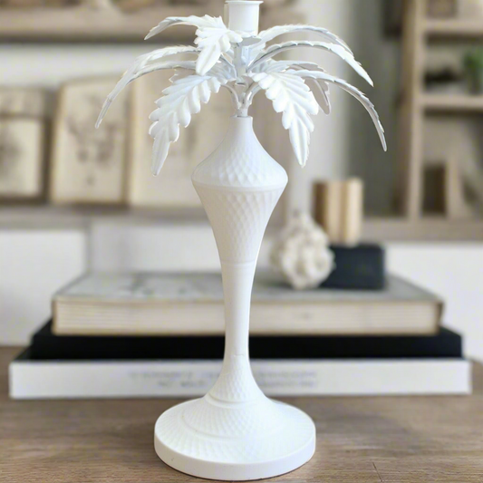 Palm Candle Holder Large (White)