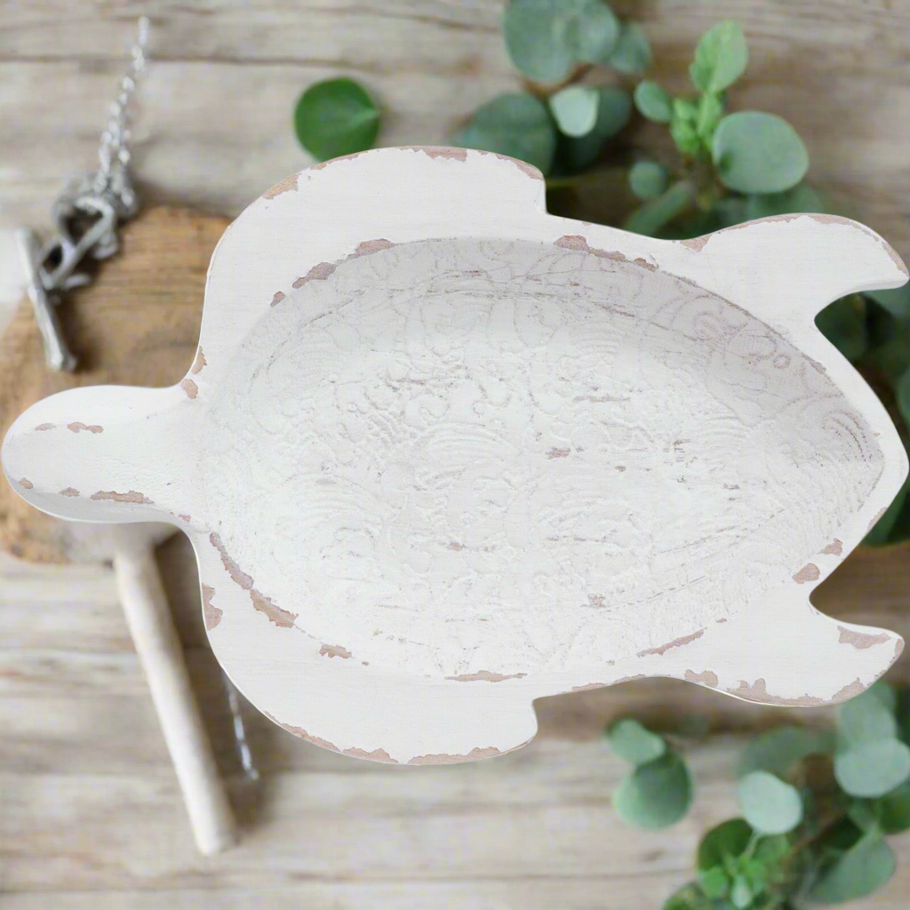 Turtle Bowl White Rustic