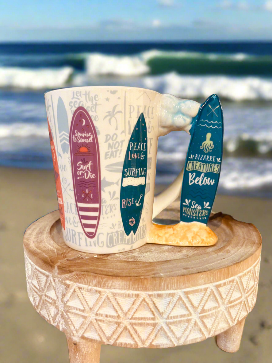 Surfs Up Surfboard Shaped Handle Mug