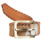 Boho Cowhide Belt - Belt04: Black & White / XL
