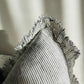 Pure French Linen Ruffle Cushion Cover – Pinstripe