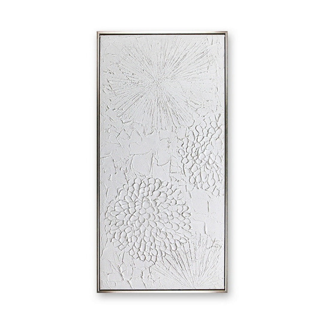 Burst of Flower Waves Plaster Art with Silver Frame