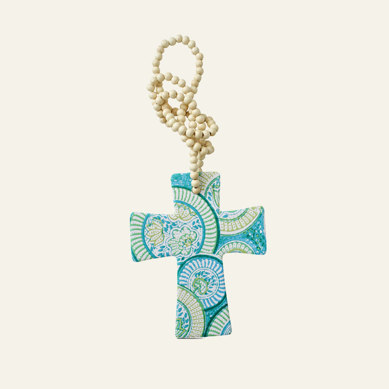 Ceramic Beaded Cross Ornament -Assorted Designs