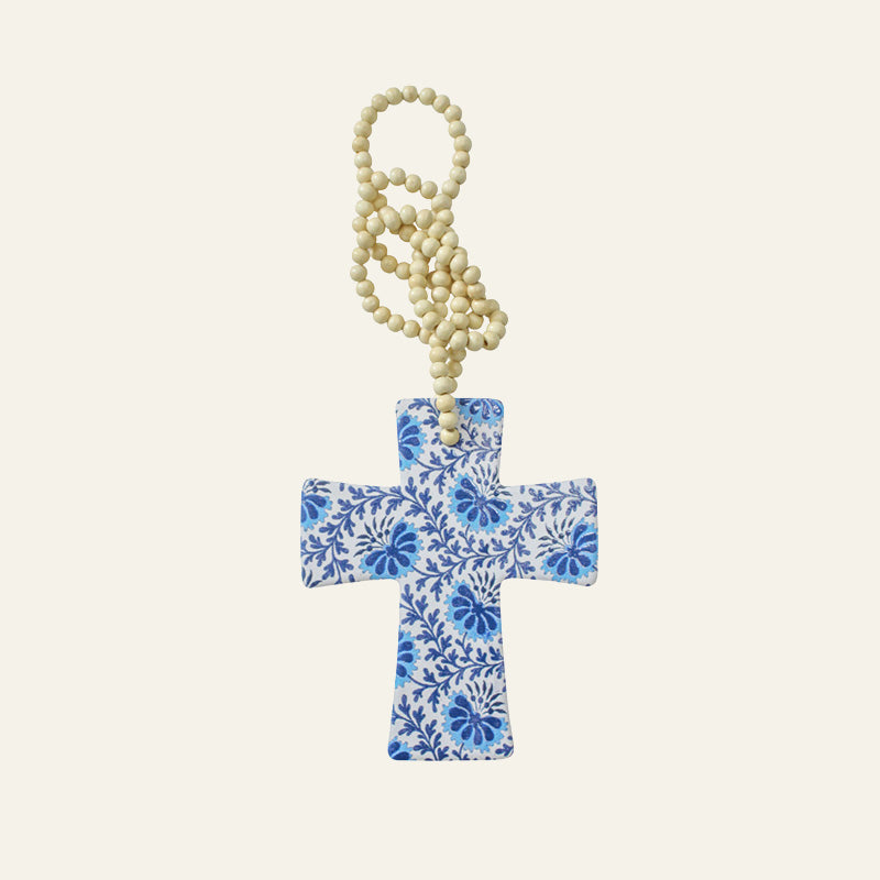 Ceramic Beaded Cross Ornament -Assorted Designs