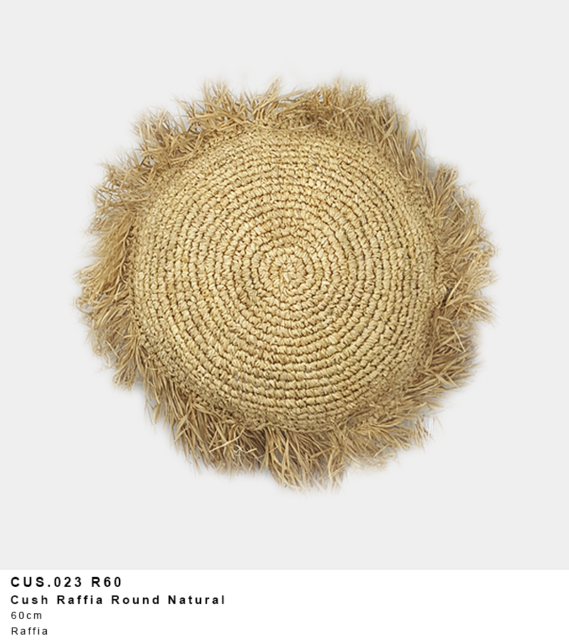 Raffia Round Cushions - Natural