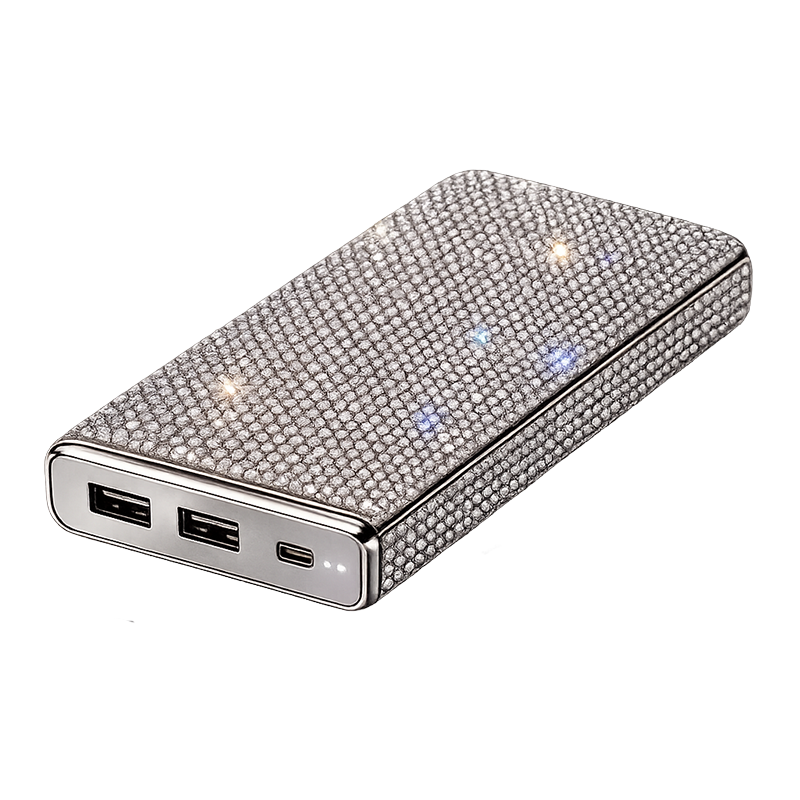 Luxe Crystal Portable Charger, 10,000 mAh - crystal, rose gold, pink, purple, aqua