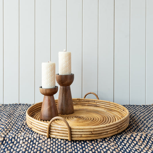 Round Rattan Handmade Serving Tray