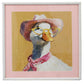 Doris Duck framed artwork featuring a duck in a pink cowboy hat and yellow glasses.