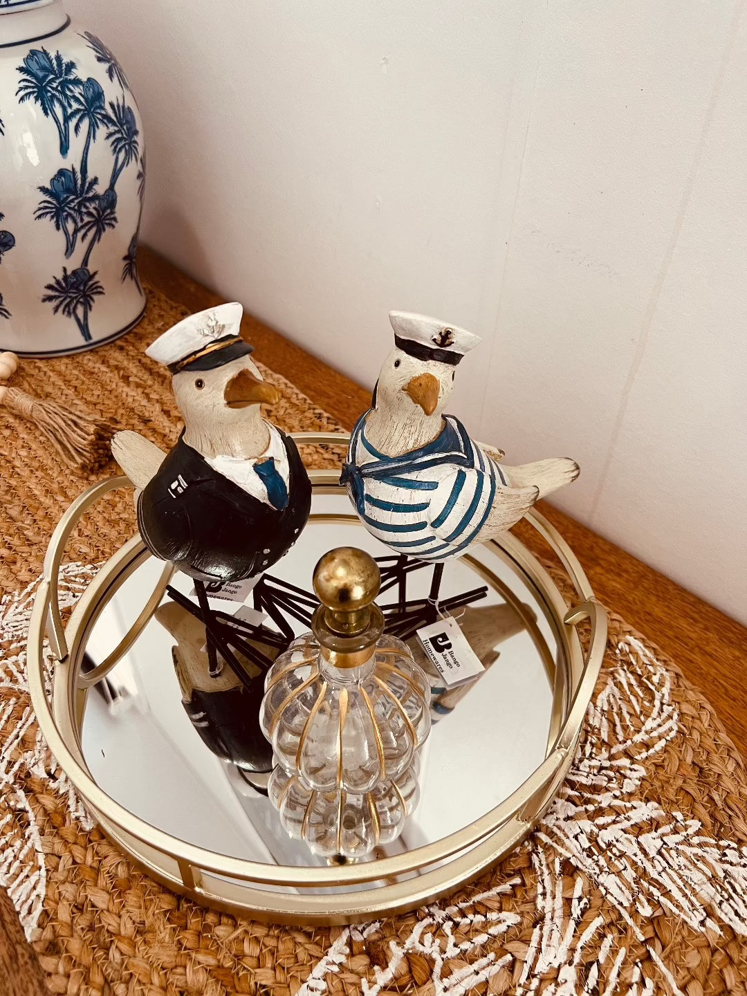 2 x Navy and White Sailing Birds
