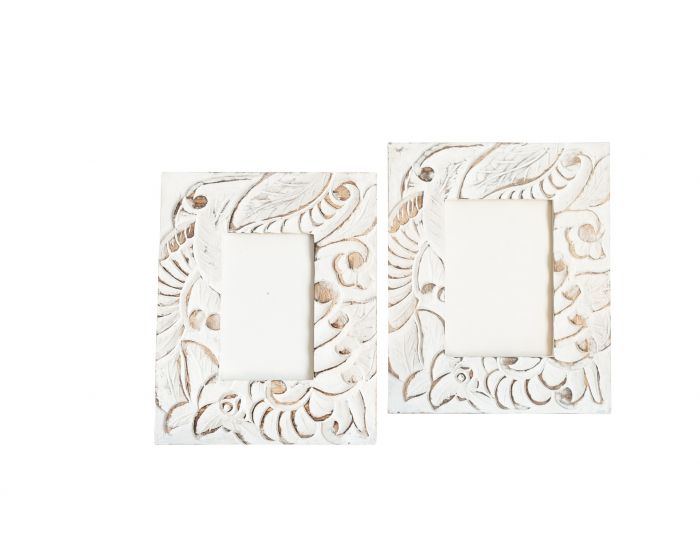 White and Natural Leaf Design 5x7 Photo Frame