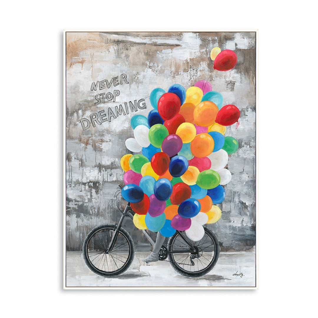 BALLOON BIKE FRAMED ARTWORK - NEVER STOP DREAMING