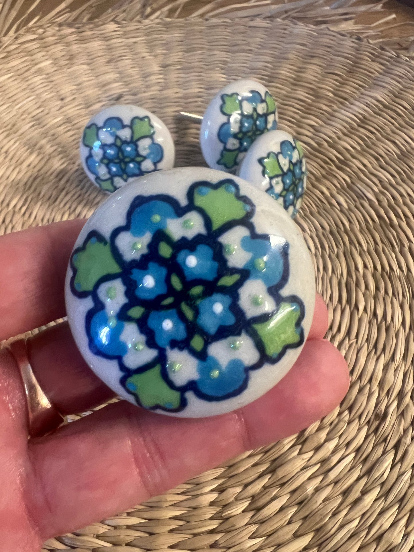 Green & Blue & White Door Knobs