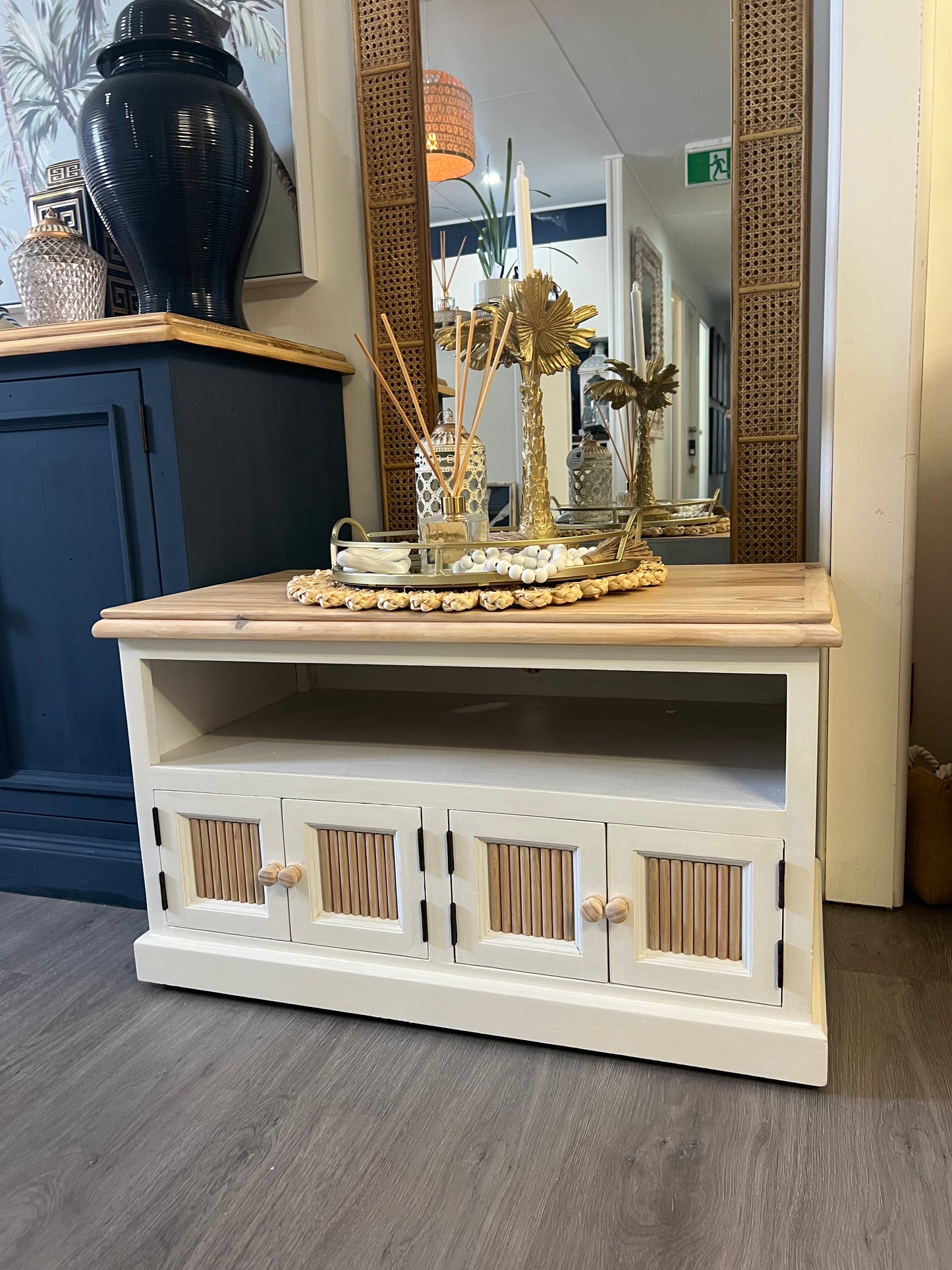 Natural and White Cupboard / TV Unit