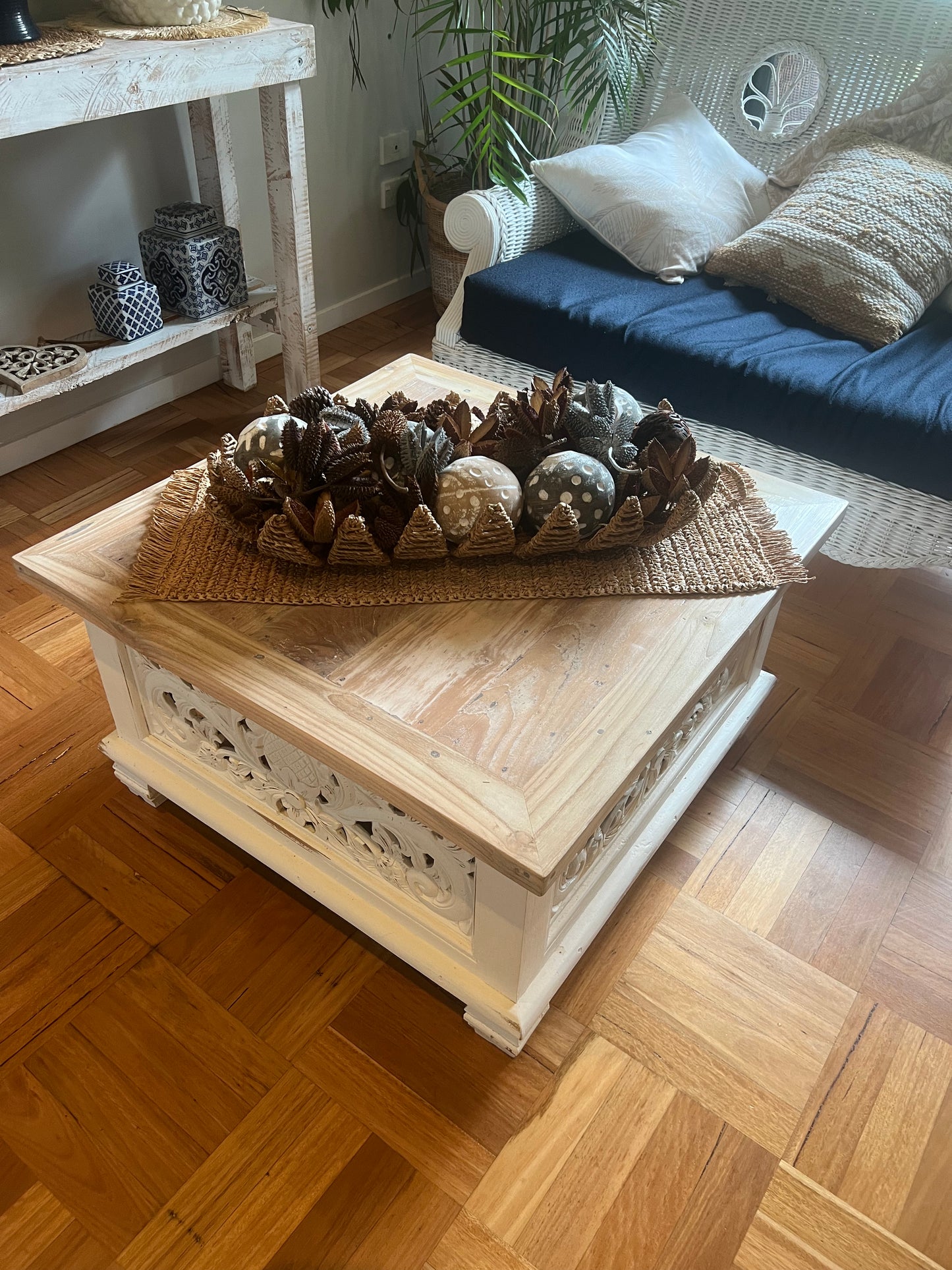 Carved Pineapple Upcycled Coffee Table