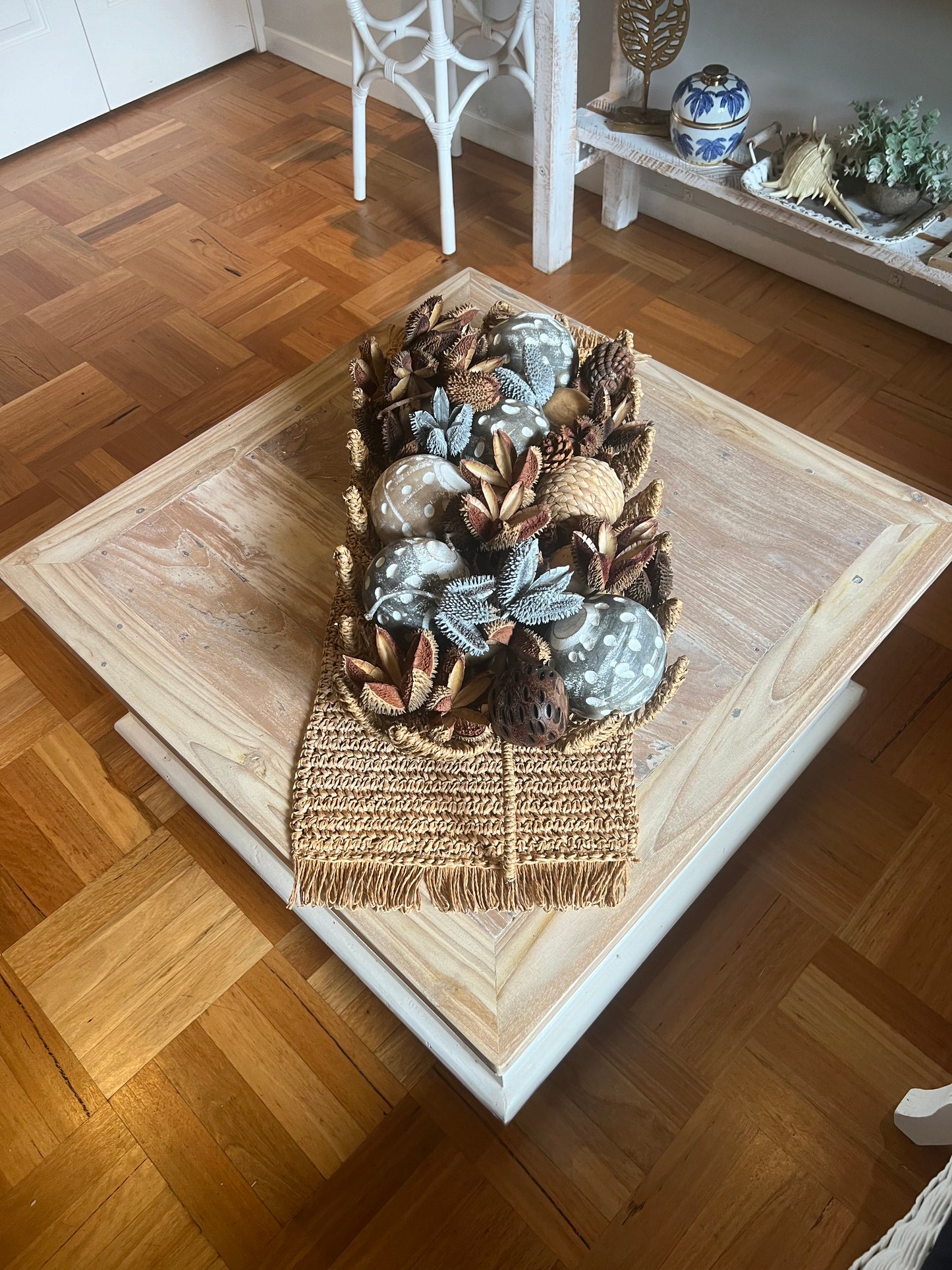 Carved Pineapple Upcycled Coffee Table