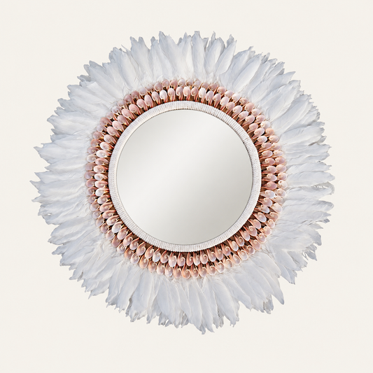 Feather & Blush Shell Mirror