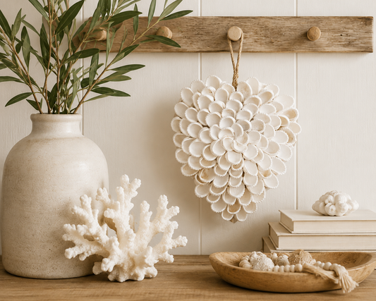 White Shell Heart Hanging Ornament