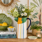 Striped Bird Ceramic Jug