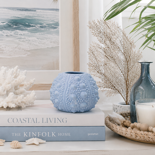 Saltwashed Blue Urchin Vase Medium
