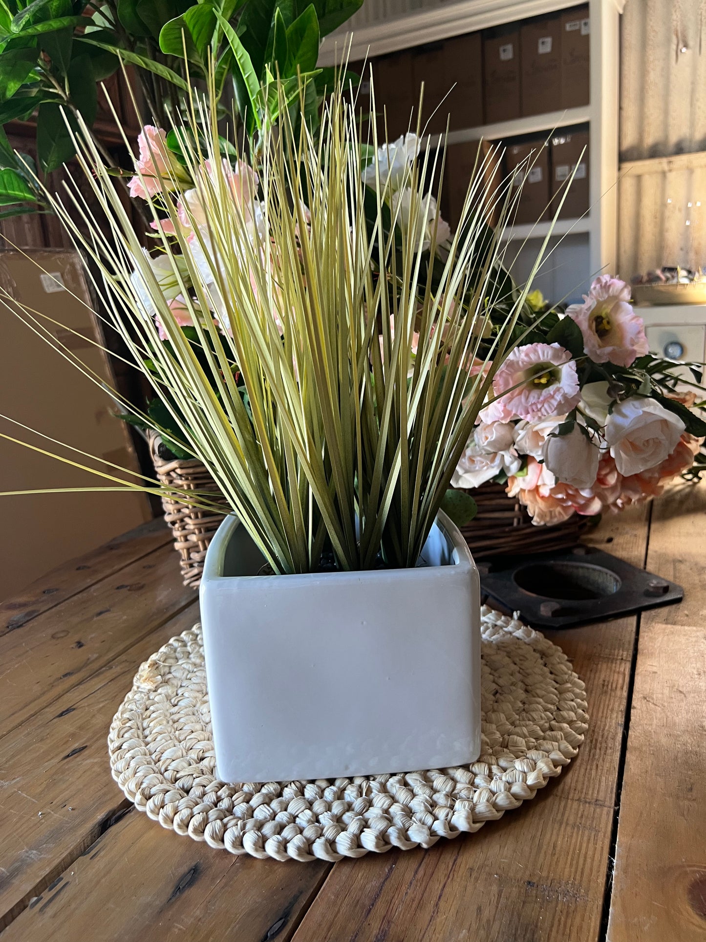 Square Medium White Pot