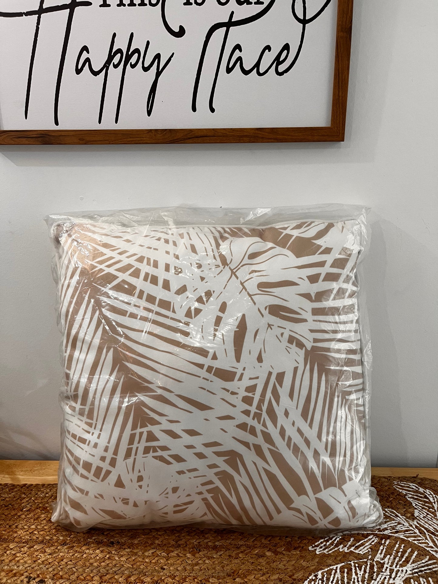 Palm White and Tan Cushion