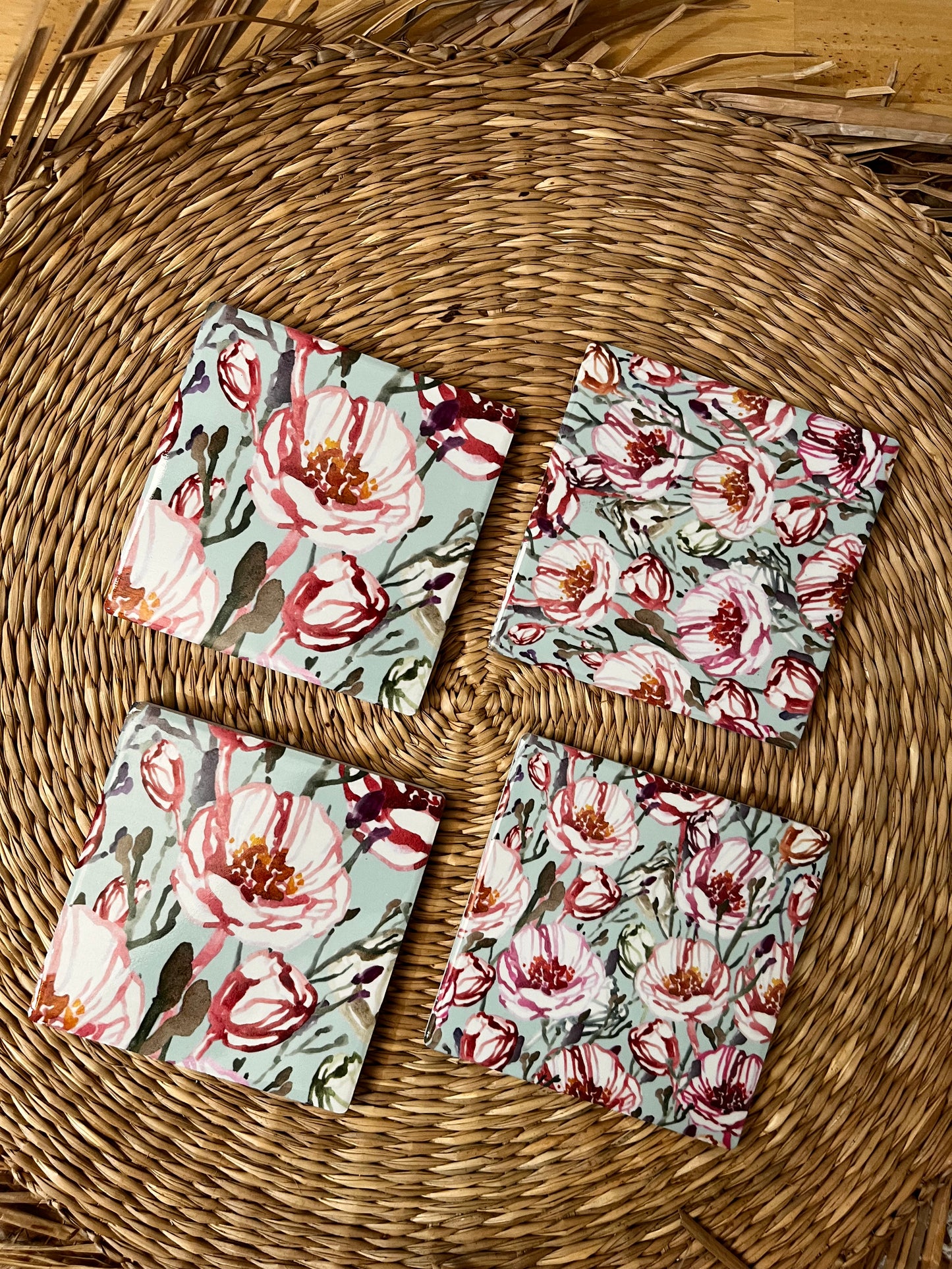 Floral Coasters x 4