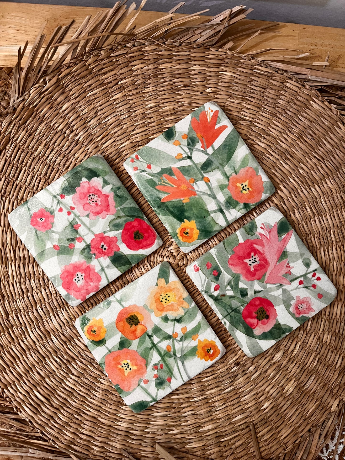 Poppy Coasters x 4